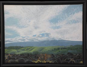 Moana Loa from Kilauea Lava Field in black frame
