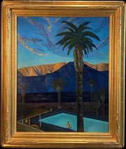 Linda Sorensen, Palm Pool Cool with goldleaf frame